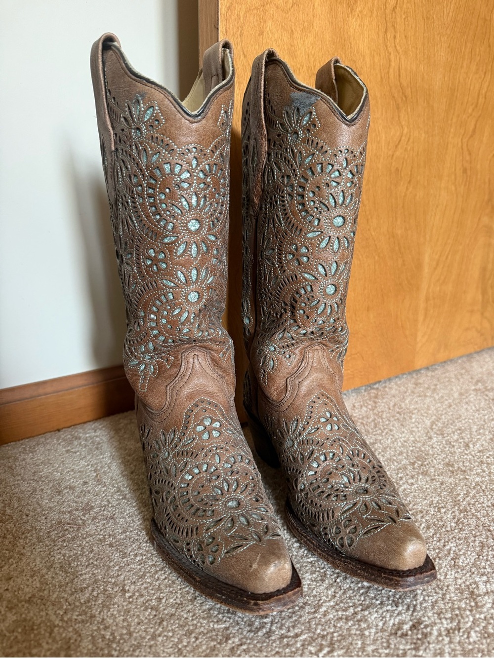 Corral Tan Leather Handcrafted Boot Interior